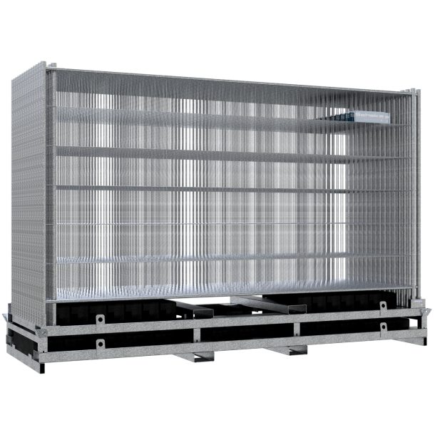 SET | with 29 construction fences and accessories | on storage and transport traverse | Mobile fence ,,Light